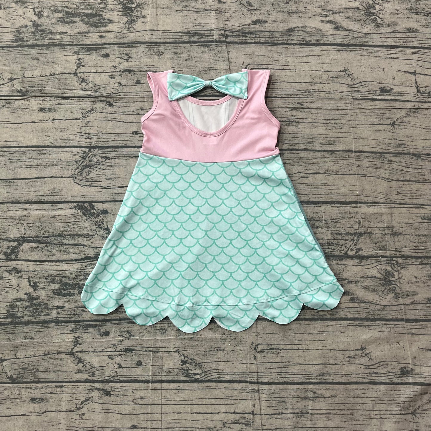 ( No moq ) Preorder Baby Girls Kids Sleeveless Mermaid Knee Length Dress