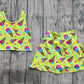 Preorder Baby Girl Kids Sleeveless Popsicle Tops Skirt Shorts Yoga Active Green Outfit Clothes