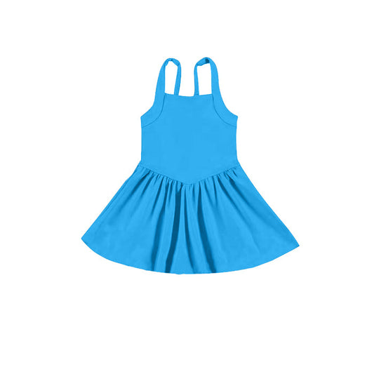 ( Moq 5 ) Preorder Baby Girl Blue Strap Activity Wear Yoga Knee Length Dress