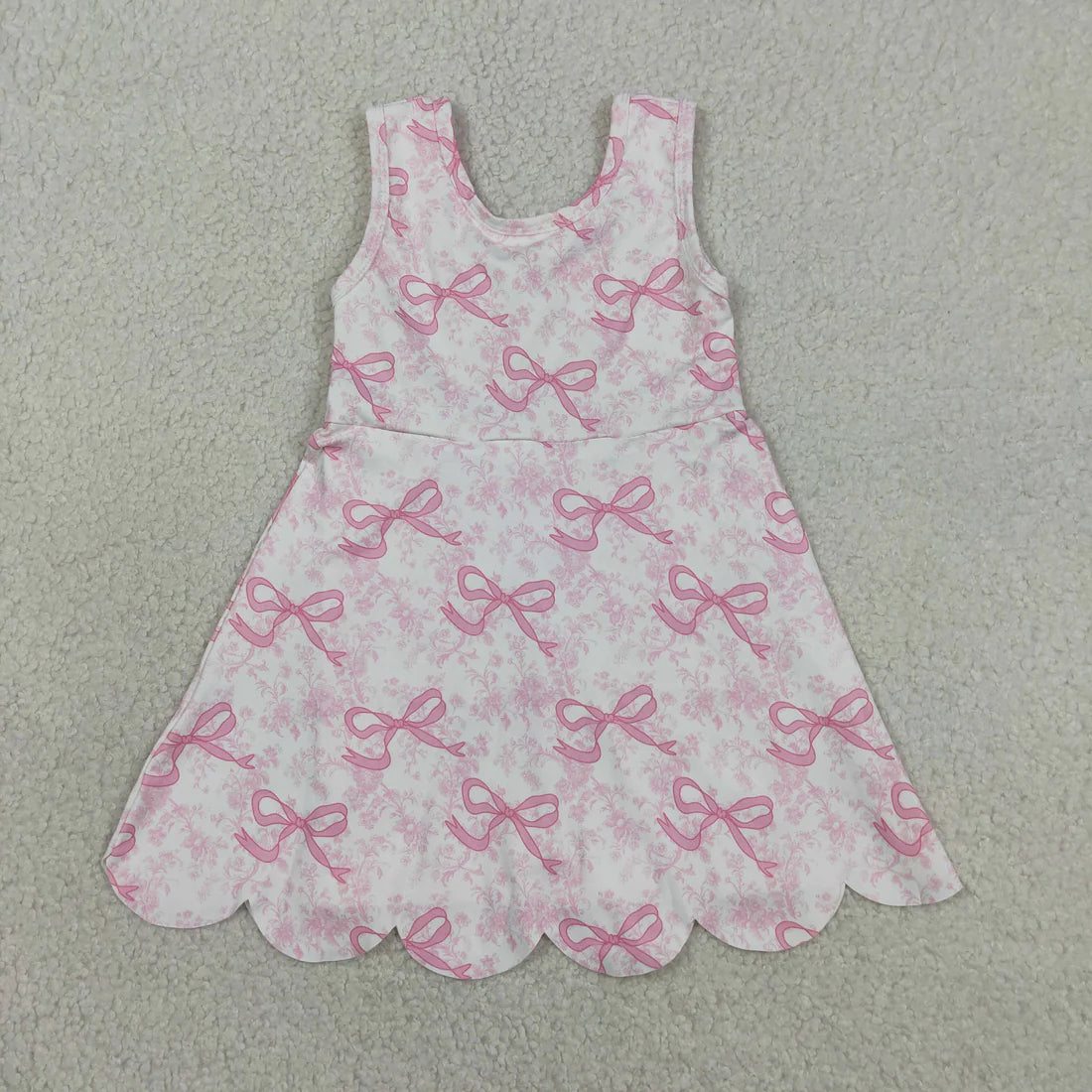 Sibling Baby Girls Kids Sleeveless Bows Floral Shorts Knee Length Dresses Clothes RTS