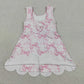 Sibling Baby Girls Kids Sleeveless Bows Floral Shorts Knee Length Dresses Clothes RTS
