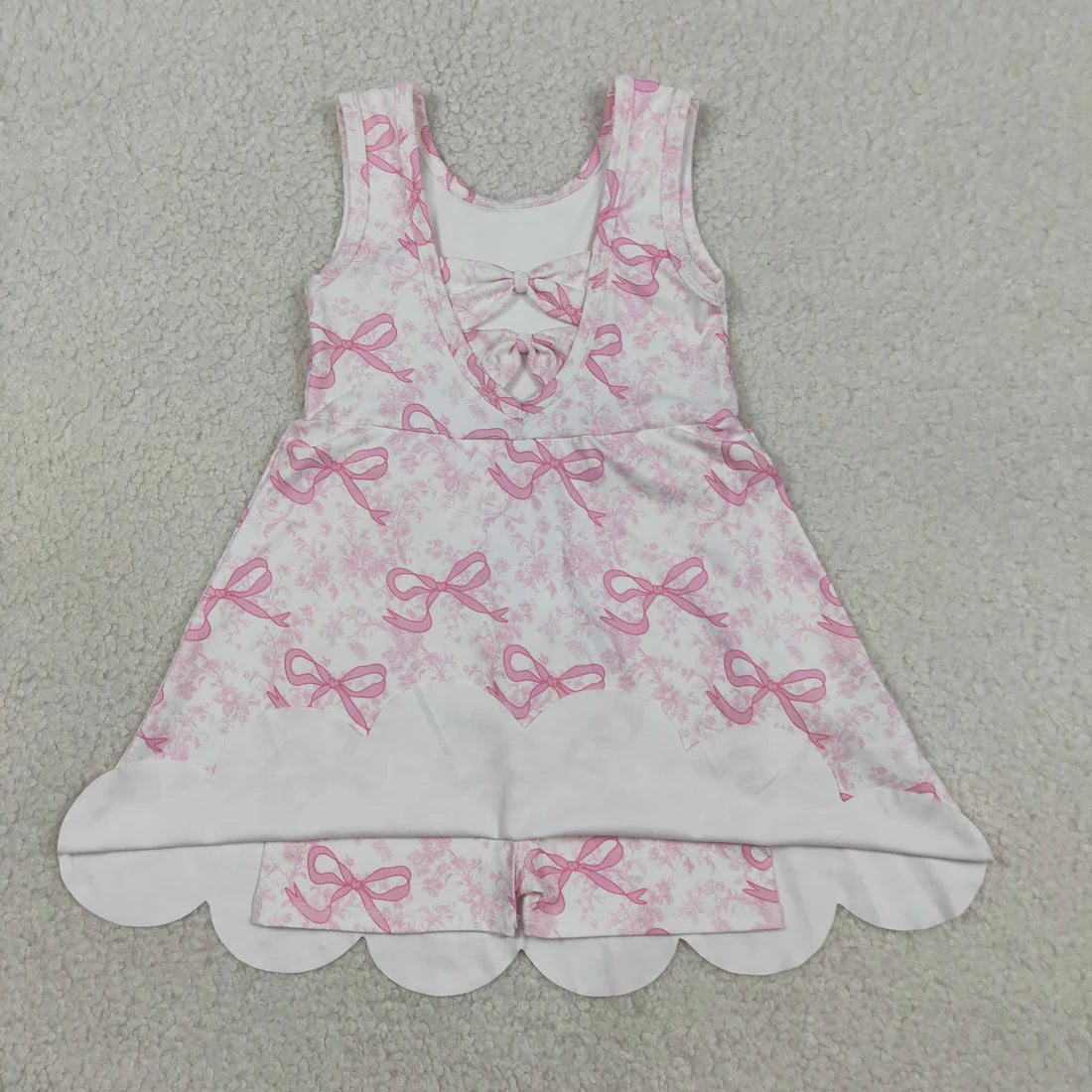 Sibling Baby Girls Kids Sleeveless Bows Floral Shorts Knee Length Dresses Clothes RTS