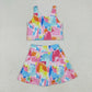 Girls Kids Sleeveless Vest Tops Yoga Athletic Skorts Set Sibling Clothes RTS