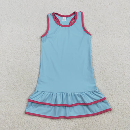 Baby Girl Toddler Sleeveless Yoga Active Sibling Ruffle Knee Length Dress Clothes RTS