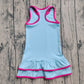 Baby Girl Sleeveless Yoga Active Ruffle Blue Knee Length Dress RTS