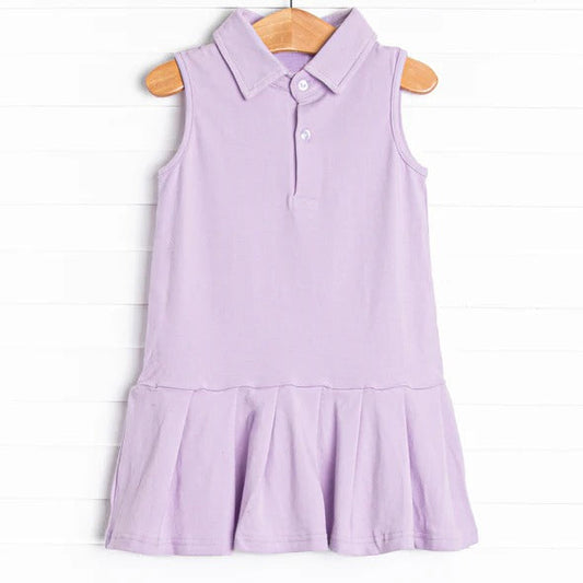 ( Moq 5 ) Preorder Baby Girl Sleeveless Purple Buttons Ruffle Knee Length Dress