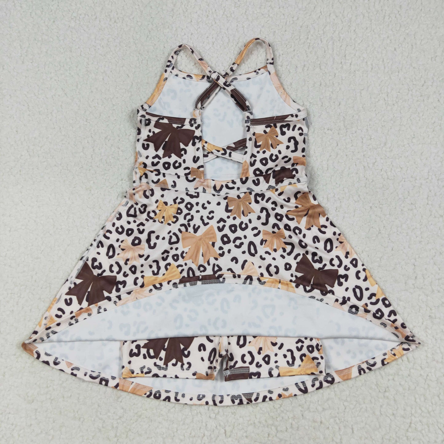 Sibling 3 Colors Baby Girls Colorful Leopard Shorts Yoga Active Knee Length Dresses Set