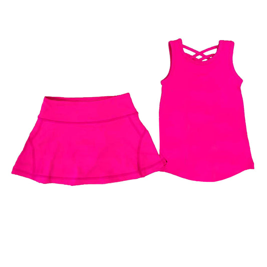 ( Moq 5 ) Preorder Baby Girl Sleeveless Pink Vest Tops Skort Summer Yoga Active Outfit