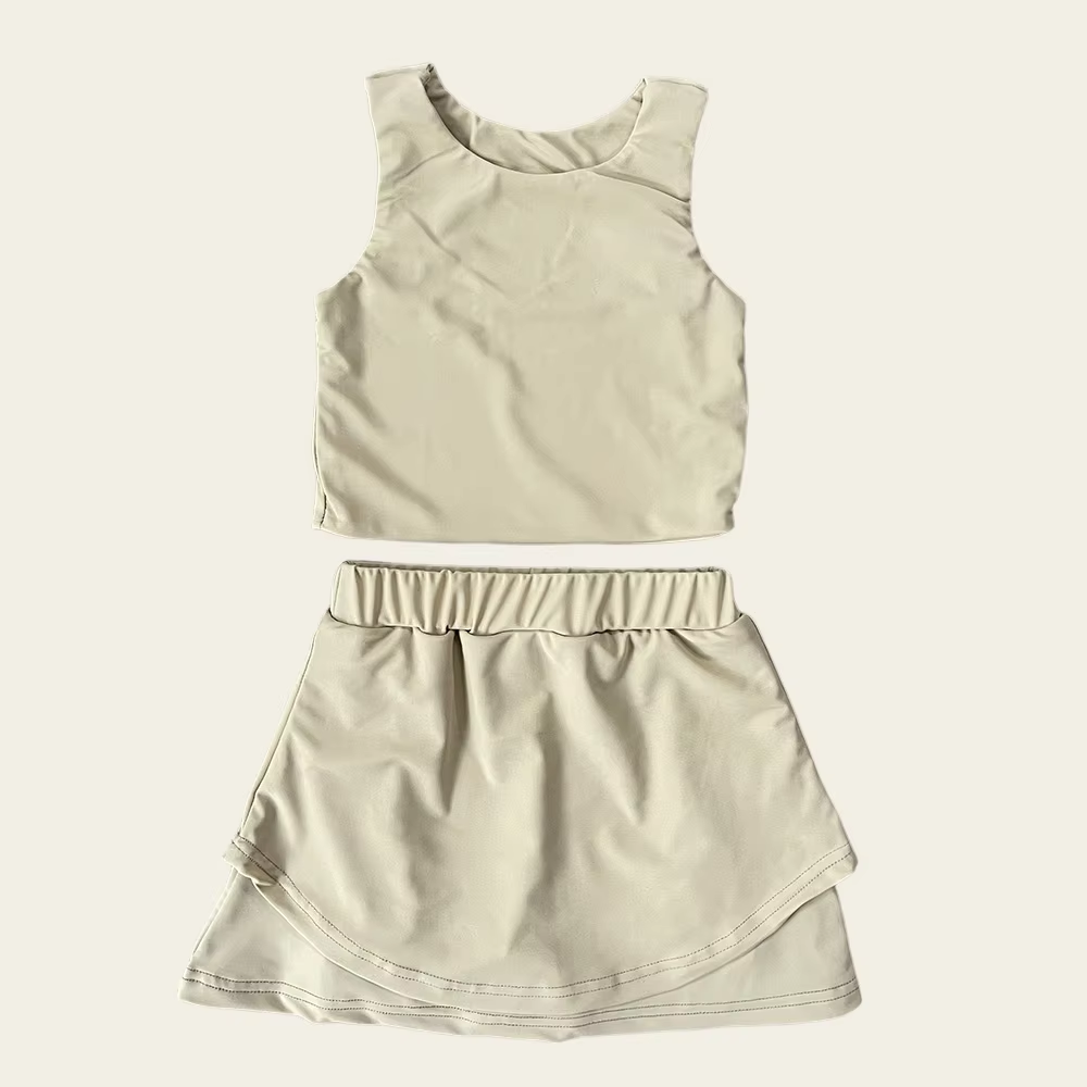 ( Moq 5 ) Preorder Baby Girl Sleeveless Vest Tops Shorts Skirt Skort Yoga Active Set