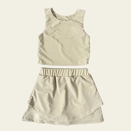 ( Moq 5 ) Preorder Baby Girl Sleeveless Vest Tops Shorts Skirt Skort Yoga Active Set