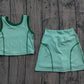( No moq ) Preorder Baby Girl Green Sleeveless Vest Tops Shorts Skirt Skort Yoga Active Set