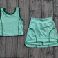 ( No moq ) Preorder Baby Girl Green Sleeveless Vest Tops Shorts Skirt Skort Yoga Active Set