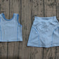 ( No moq ) Preorder Baby Girl Sleeveless Blue Vest Tops Shorts Skirt Skort Yoga Active Set