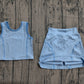 ( No moq ) Preorder Baby Girl Sleeveless Blue Vest Tops Shorts Skirt Skort Yoga Active Set