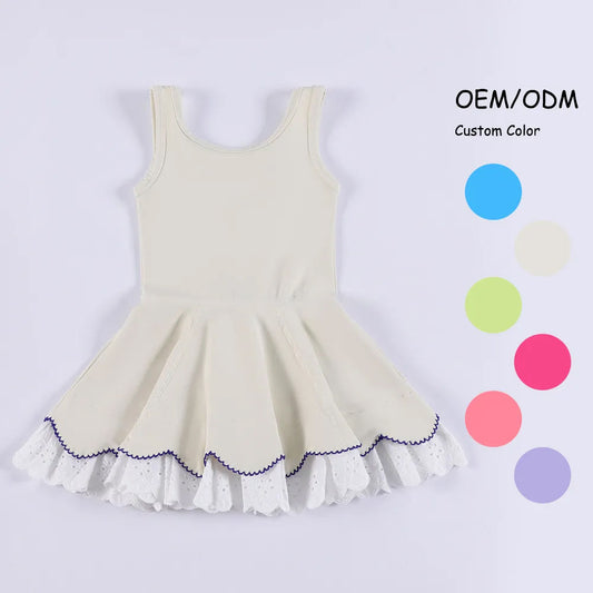 ( Moq 5 ) Preorder Baby Girl Sleeveless Yoga Active Lace Ruffle Knee Length Dress