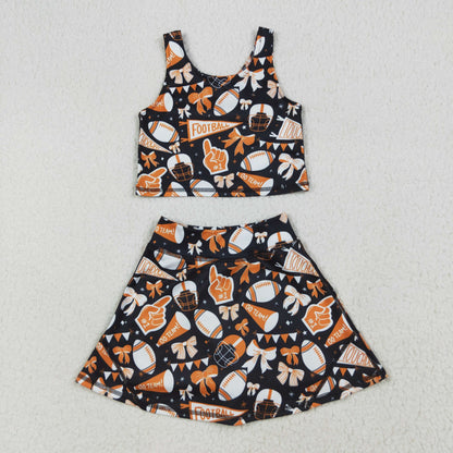 Baby Girl Toddler Cheer Bows Sleeveless Team Vest Tops Skorts Sibling Yoga Active Set RTS