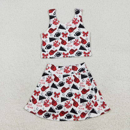 Sibling Girls Kids Football Stars Bows Cheer Team Summer Set RTS