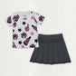 Sibling Baby Girls 4 colors Cheer Top Yoga Pleated Skirts Team Clothes Sets
