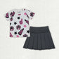 Baby Girl Short Sleeves Cheer Shirt Yoga Skort Sibling Team Clothes Set RTS