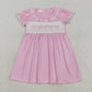 Sibling Baby Girls Short Sleeves Embroidery Bows Flower Smocked Knee Length Dress RTS