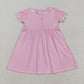 Sibling Baby Girls Short Sleeves Embroidery Bows Flower Smocked Knee Length Dress RTS