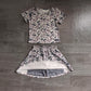 ( No moq ) Preorder Baby Girl Short Sleeves Grey Camo Shirt Skorts Set Summer Clothes