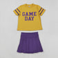 Sibling Baby Girls Game Day Tee Shirts Tops Pleated Skirts Short Yoga Active Team Clothes Sets