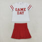 Sibling Baby Girls Game Day Tee Shirts Tops Pleated Skirts Short Yoga Active Team Clothes Sets