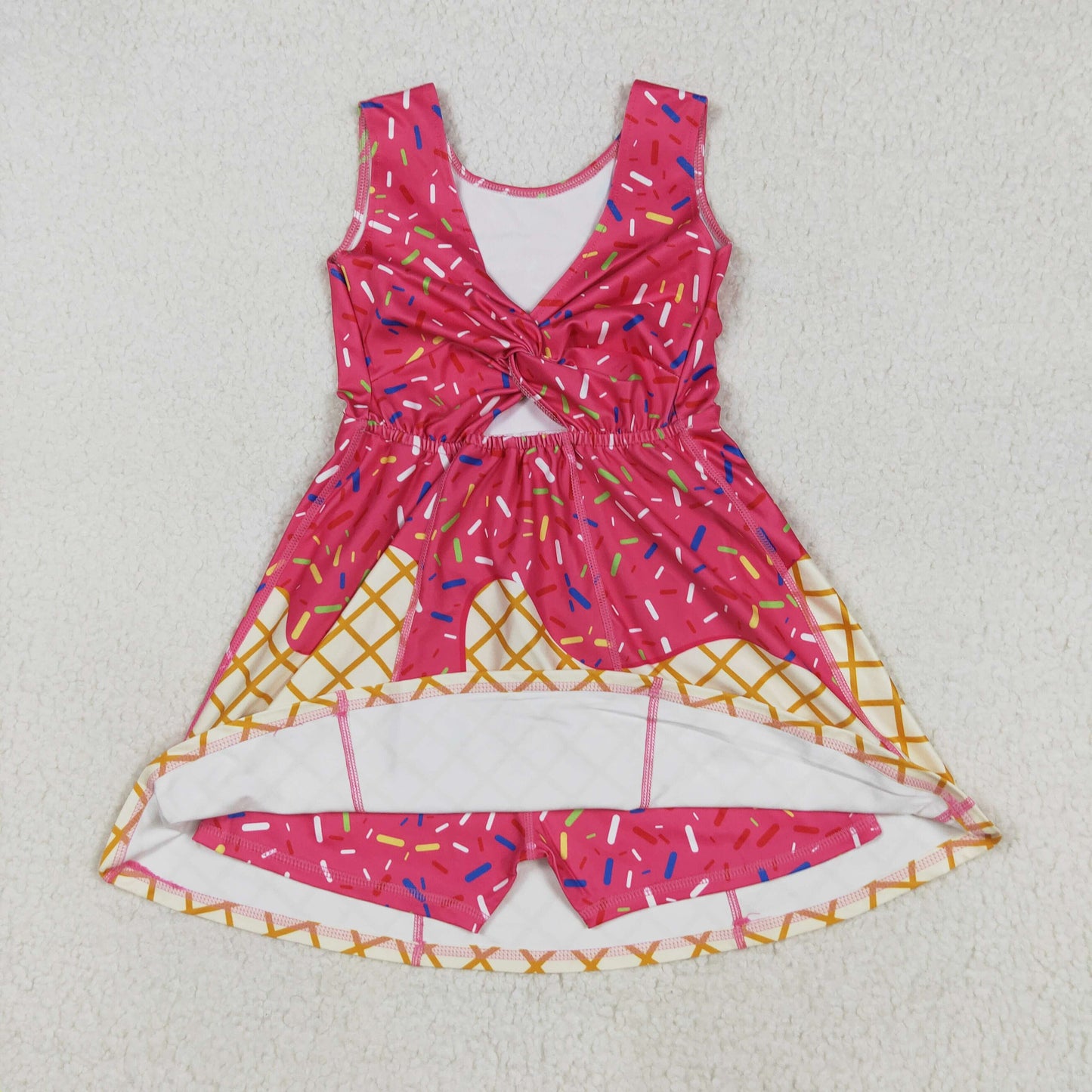 Baby Kids Toddler Pink Drips Yoga Dress Milk Silk Shirt Sibling Team Clothes RTS