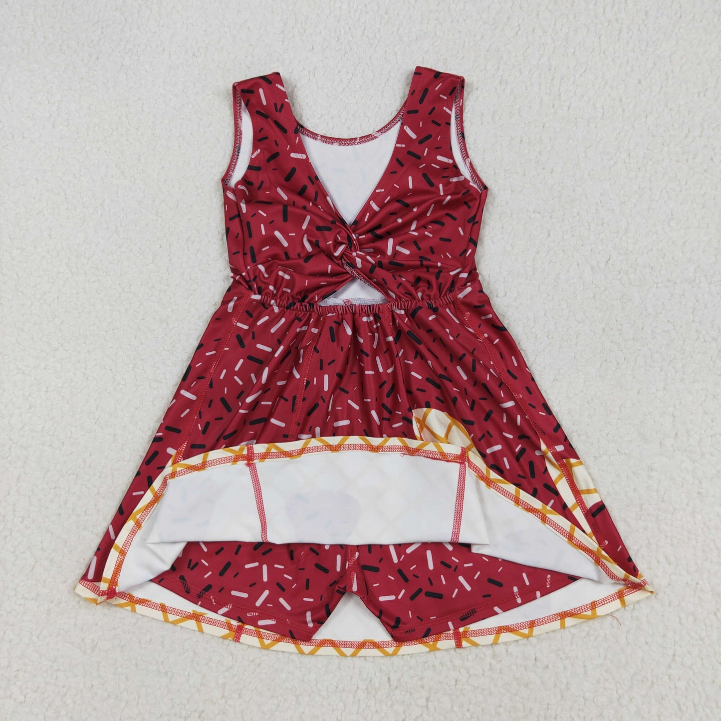 Baby Kids Toddler Dark Red Drips Yoga Dress Milk Silk Shirt Sibling Team Clothes RTS
