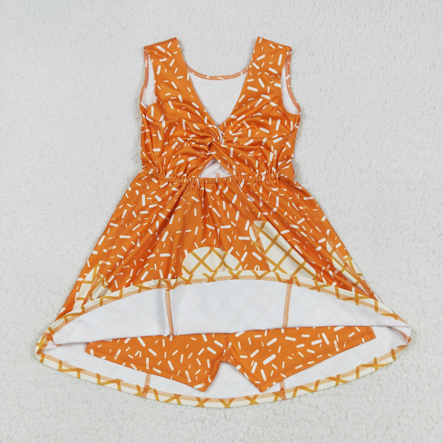 Baby Kids Toddler Orange Drips Yoga Dress Milk Silk Shirt Sibling Team Clothes RTS