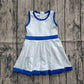 Baby Girl Sleeveless Blue Plaid Summer Yoga Active Zipper Shorts Knee Length Dress RTS