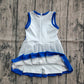 Baby Girl Sleeveless Blue Plaid Summer Yoga Active Zipper Shorts Knee Length Dress RTS