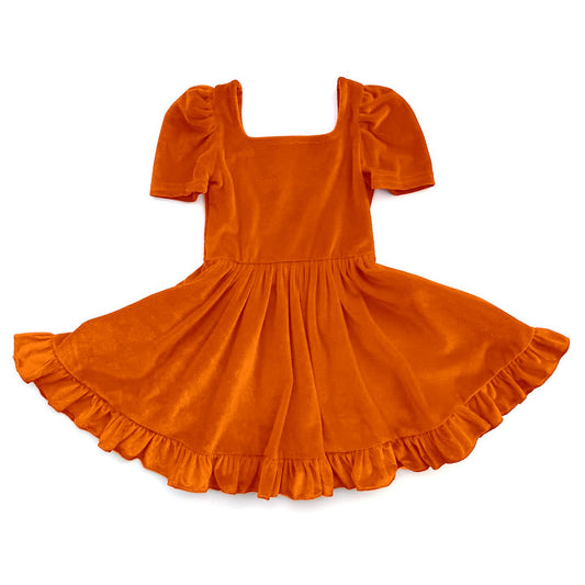 ( Moq 5 ) Preorder Baby Girt Long Sleeves Velvet Fall Knee Length Dress