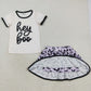 Girls Kids Short Sleeves Boo Shirt Bats Purple Skorts Sibling Halloween Set RTS