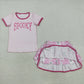 Girls Kids Short Sleeves Boo Shirt Bats Purple Skorts Sibling Halloween Set RTS