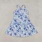 Sibling Baby Girl Sleeveless Football Bows Cheer Summer Yoga Active Dress Clothes RTS