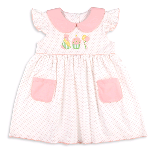 (Moq 5 ) Preorder Girls Kids Pockets Happy Birthday Summer Knee Length Dress