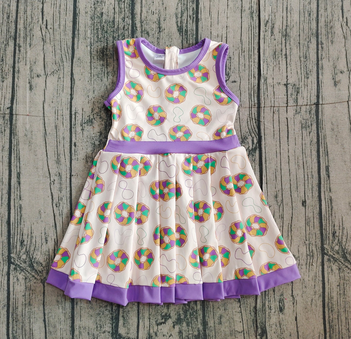 Baby Girls Kids Sleeveless Donuts Skort Yoga Active Mardi Gras Dress RTS