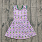 ( No moq ) Preorder Girls Kids Crawfish Plaid Skort Yoga Active Mardi Gras Purple Dress