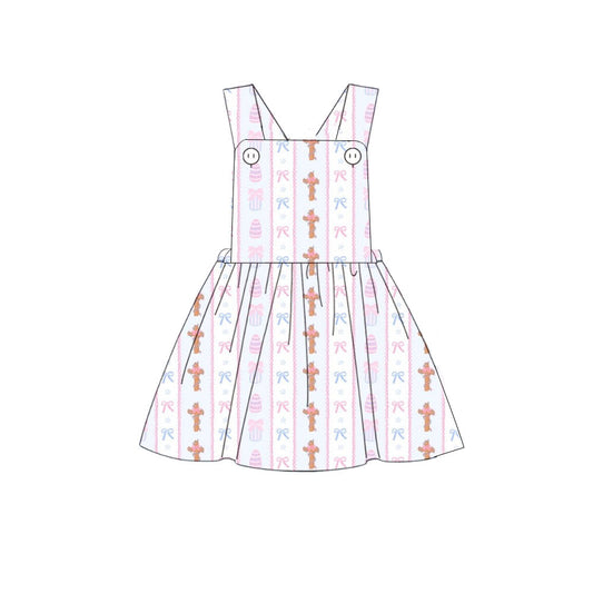 ( Moq 5 ) Preorder Girls Kids Cross Eggs Bows Easter Knee Length Dress