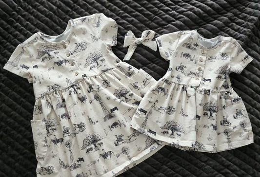 ( Moq 5 ) Preorder Baby Girls Short Sleeves Western Rodeo Summer Knee Length Dress