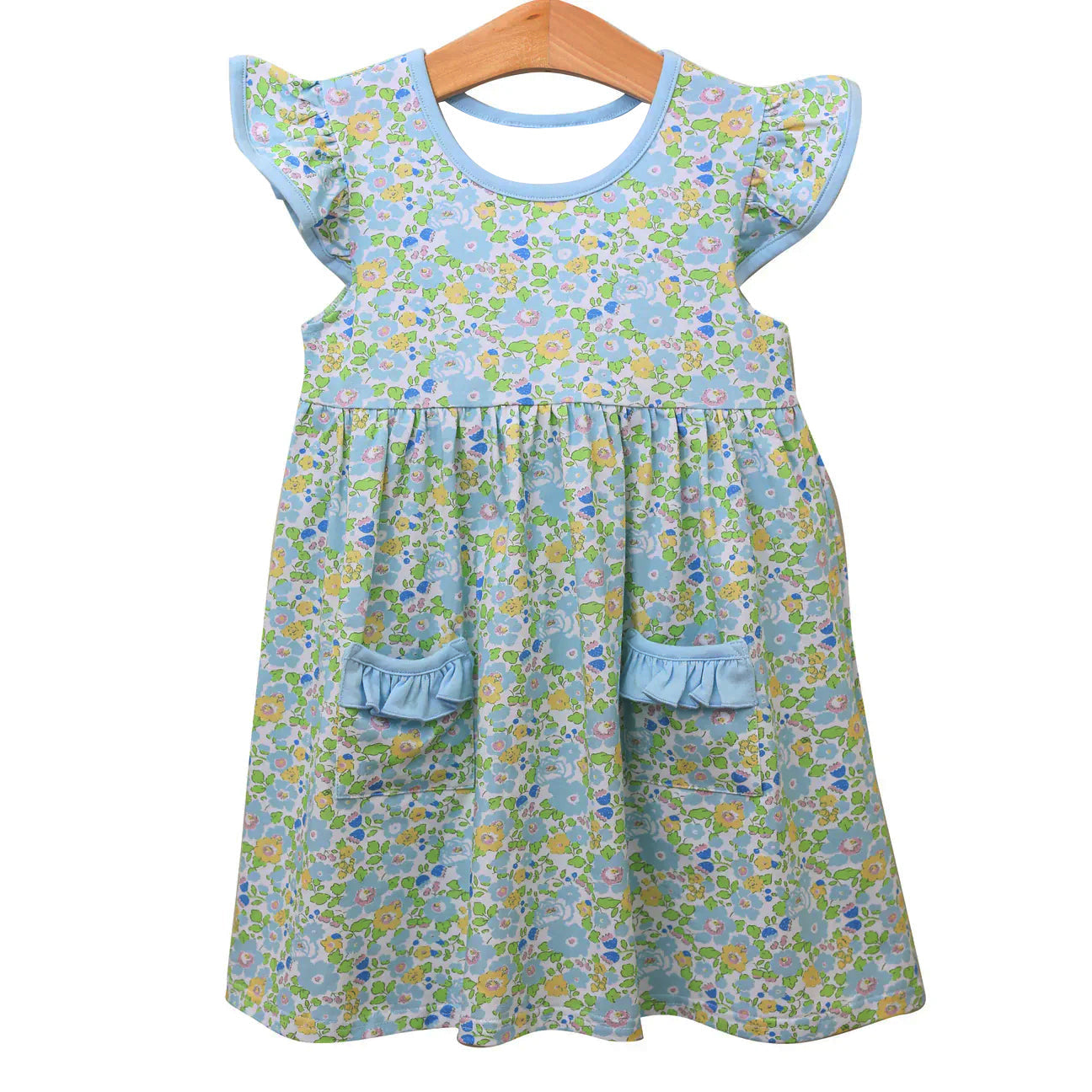 ( Moq 5 ) Preorder Baby Girls Short Sleeves Floral Pockets Knee Length Dress