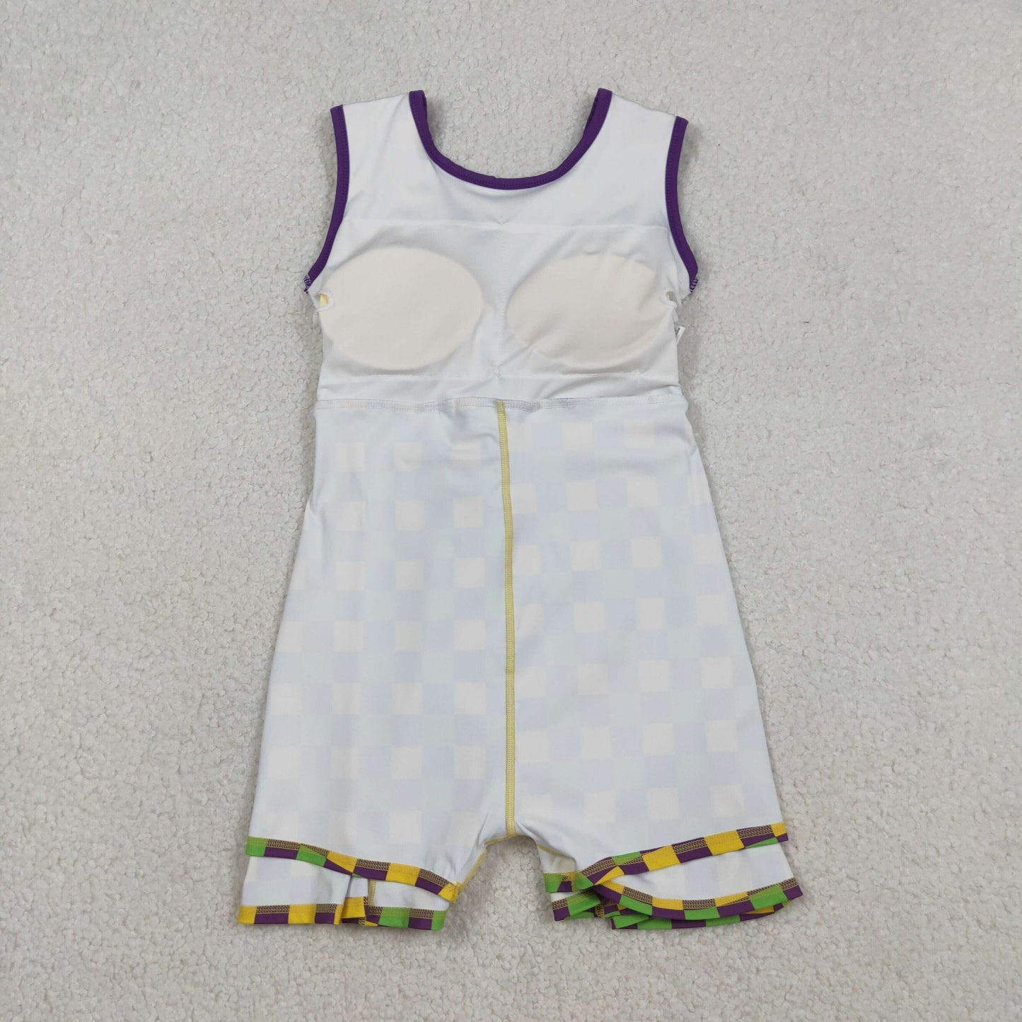 Sibling Baby Girls Kids Mardi Gras Checked Yoga Active Shorts Dress Set RTS