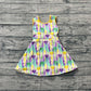 Baby Girls Sleeveless Mardi Gras Bows Stripes Yoga Shorts Knee Length Dress RTS