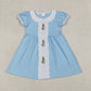 Sibling Baby Boys Girls Embroidery Rabbits Blue Rompers Sets Easter Clothes RTS