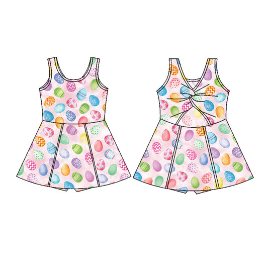 ( Moq 5 ) Preorder Baby Girls Eggs Easter Yoga Active Shorts Knee Length Dress