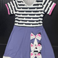 ( Moq 5 ) Preorder Baby Girls Short Sleeves Stripes Bows Ruffle Knee length Dress