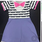 ( Moq 5 ) Preorder Baby Girls Short Sleeves Stripes Bows Ruffle Knee length Dress