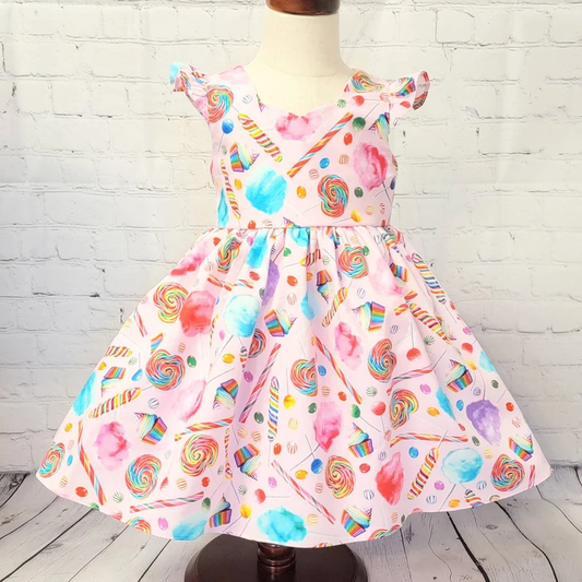 ( Moq 5 ) Preorder Baby Girls Short Sleeves Candy Knee Length Dress